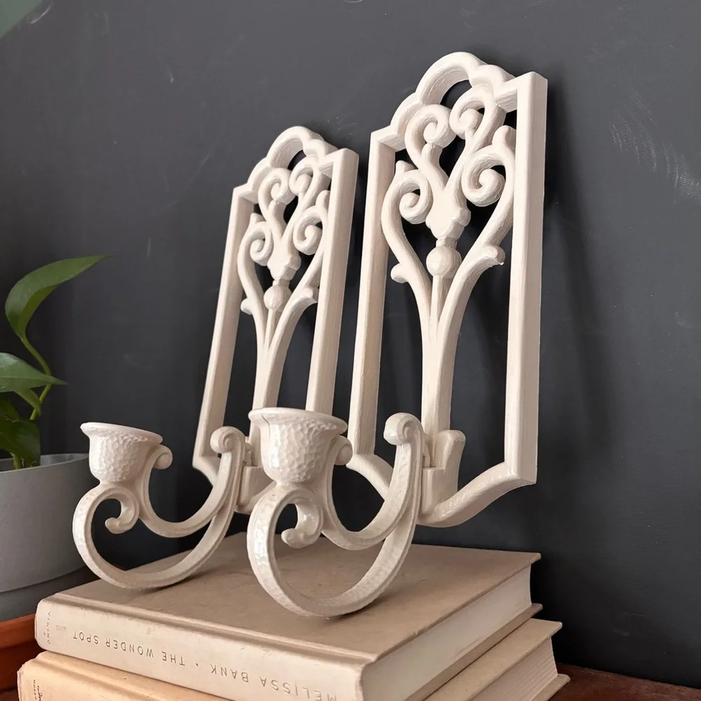 Elegant Cream Decorative Wall candle holder sconces - Pair